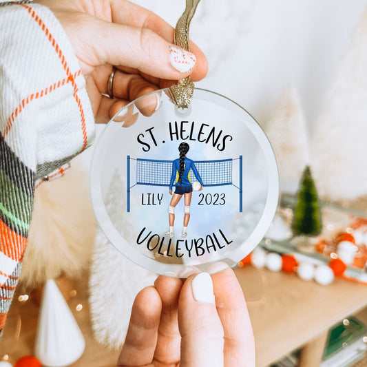 Custom Volleyball, Glass Ornament, St. Helen's Volleyball, Volleyball Keepsake Ornament,